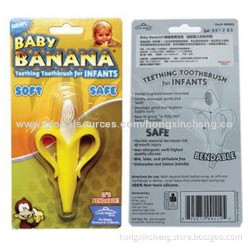 G-2014 LFGB Silicone Babies' Banana Infant Training Toothbrush, Sized 10.3*6.2*3.2cm